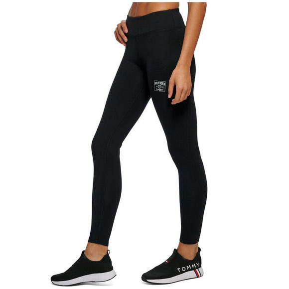 TOMMY HILFIGER SPORT Womens Athletic Leggings US XL Black High-Rise NWT - Picture 1 of 12